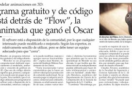 Juan Reutter y Marcelo Mendoza son consultados por El Mercurio sobre “Flow”, un cortometraje creado con un software de modelación 3D