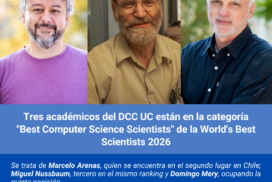 Tres académicos del DCC UC están en la categoría “Best Computer Science Scientists” de la World’s Best Scientists 2026